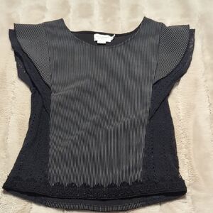 Elegant Black and Gray Striped Blouse